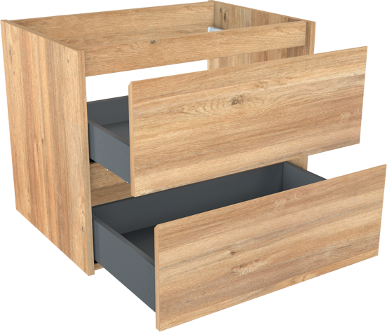 Storke Seda meuble sous-vasque suspendu 75 x 52 cm chêne brut 2 tiroirs