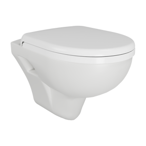 Linie Enzo Hänge WC: Weiß matt, offener Spülrand, inkl. Luxus WC Sitz
