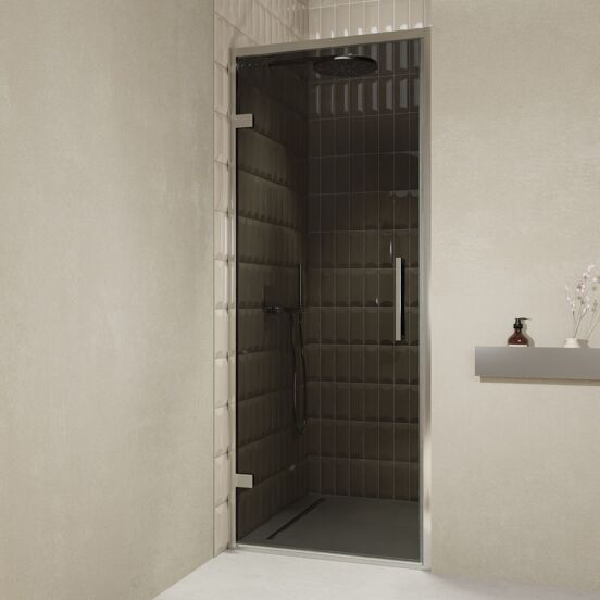 Balmani Senses Design douche draaideur links 90 cm x 210 cm Rookglas, Chroom profielen, met coating
