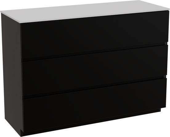 Storke Edge freistehendes Möbelstück Set: 120 x 46 cm, Schwarz matt, mit Tavola Einzel- oder Doppel Waschtischplatte, Solid Surface Weiß matt