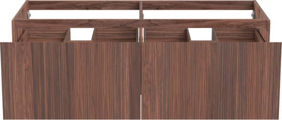 Balmani Fila hängender Waschbeckenunterschrank: 150 x 55 cm, Nussbaum, Furnierholz, 4 Schubladen
