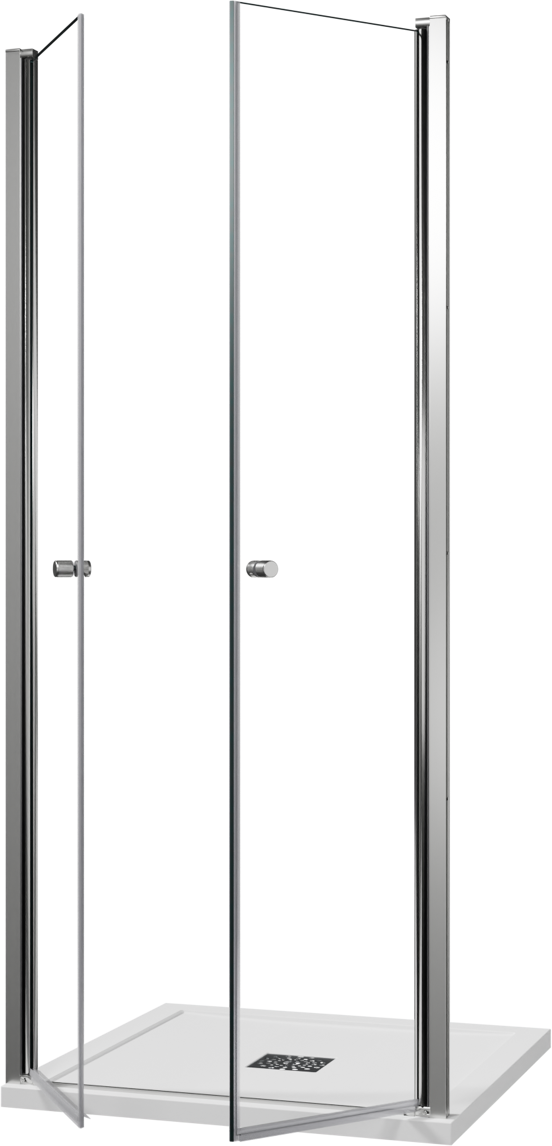 Luca Varess Kuresa porte battante 90 x 200 cm verre transparent profil chrome brillant