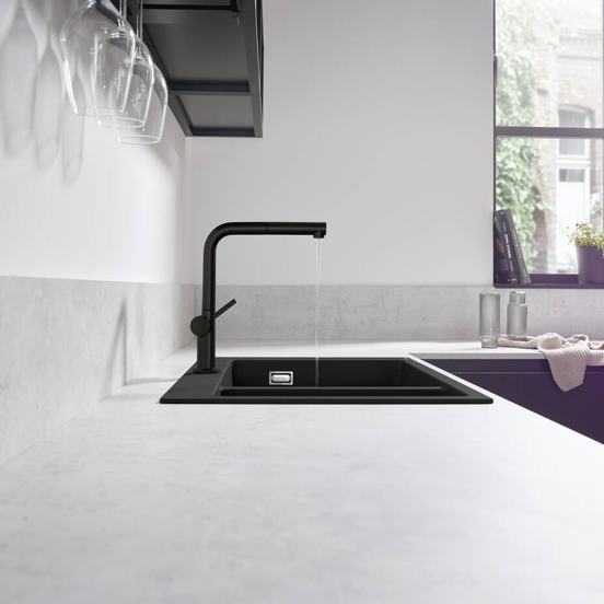 Hansgrohe Talis M54 270 Küchenarmatur: Schwarz matt, mit ausziehbarer Handbrause
