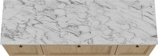 Balmani Lemon zwevend badkamermeubel 180 x 55 cm verweerde eik met Stretto enkel of dubbel tablet in marmer carrara