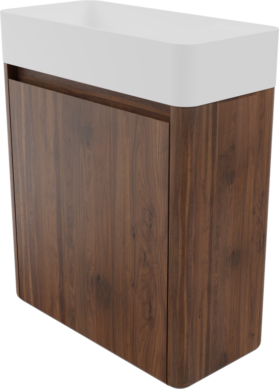 Balmani Fara meuble wc suspendu 45 x 22 cm noyer américain avec Fara plan vasque en mat Solid Surface