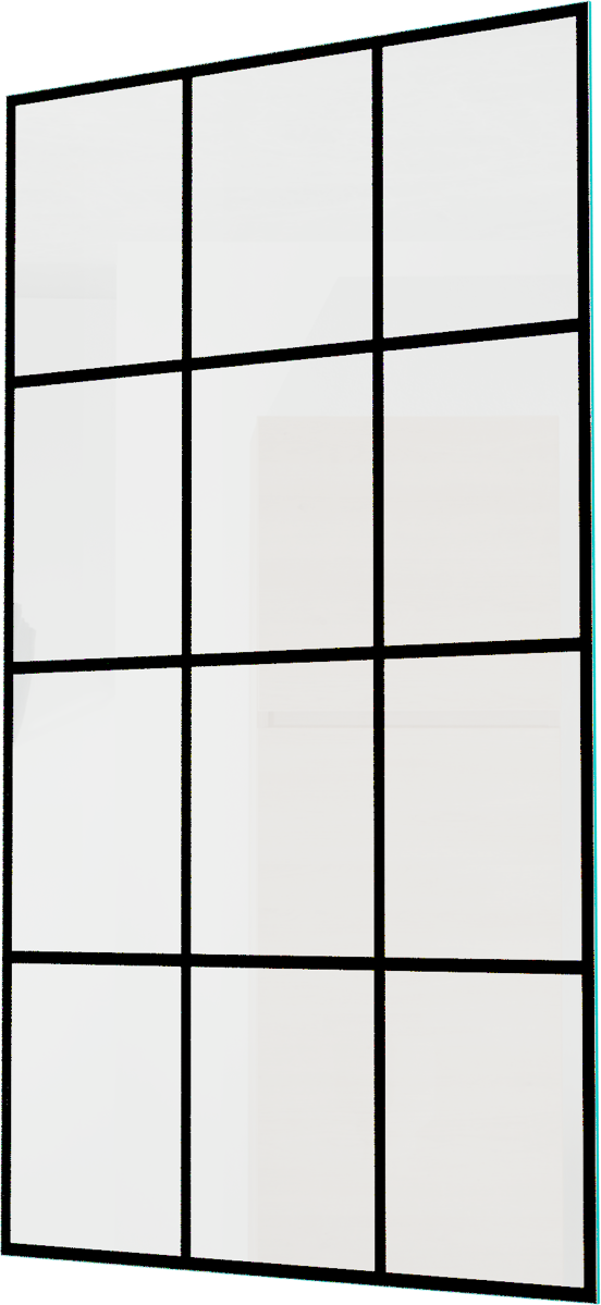 Balmani Modular inloopdouche 120 x 200 cm grid glas mat zwart profiel