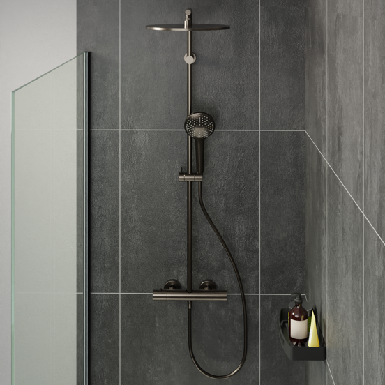 Blaufoss Round 300 thermostatische regendoucheset Brushed GunMetal