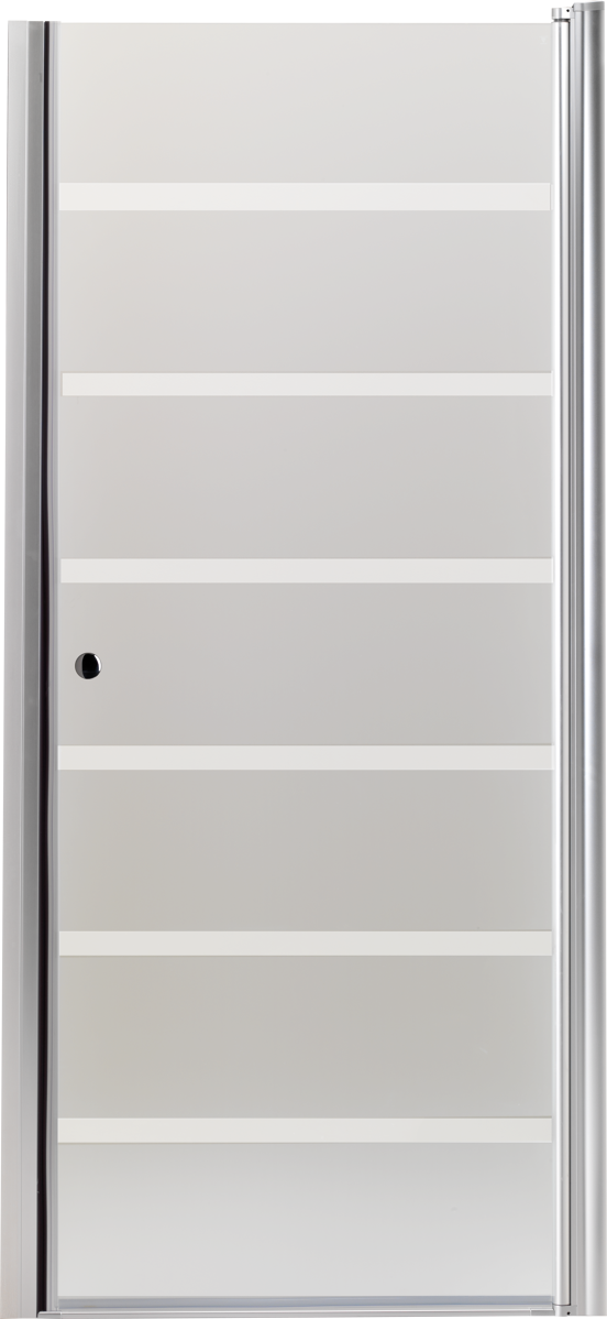 Luca Varess Cyrus porte pivotante 90 x 195 cm verre transparent à rayures profil aluminium mat 