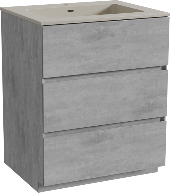 Storke Edge staand badkamermeubel 65 x 52 cm beton donkergrijs met Diva enkele wastafel in top solid zijdegrijs