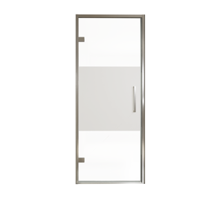 Balmani Senses Design douche draaideur links 90 cm x 210 cm Helder glas met matte strook, Chroom profielen