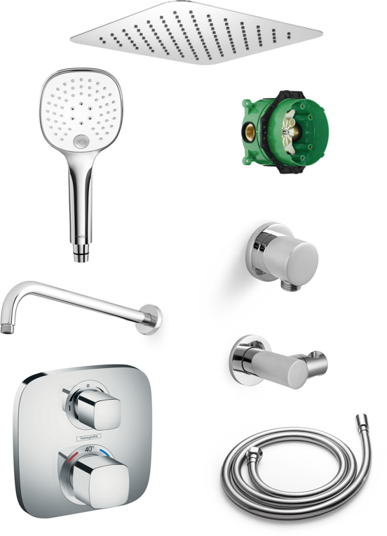 Hansgrohe Ecostat E colonne de douche encastrée robinet thermostatique avec douche de tête 30x30cm chrome brillant