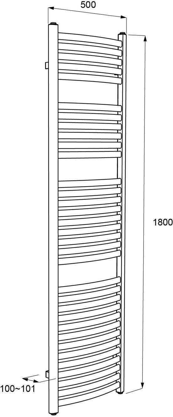 Vipera Kanza Rx enkele handdoekradiator 50 x 180 cm centrale verwarming antraciet grijs zijaansluiting 781W