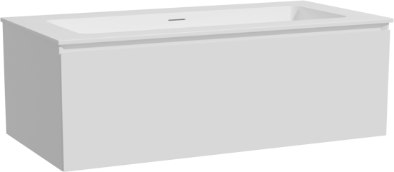 Storke Edge meuble salle de bains suspendu 105 x 52 cm blanc brillant avec Mata plan simple pour 2 trous de robinet en solid surface blanc mat