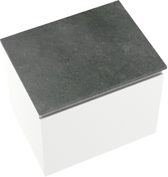 Linie Lado meuble salle de bains suspendu 60 x 46 cm blanc brillant avec Lado tablette simple en mélaminé ardoise gris