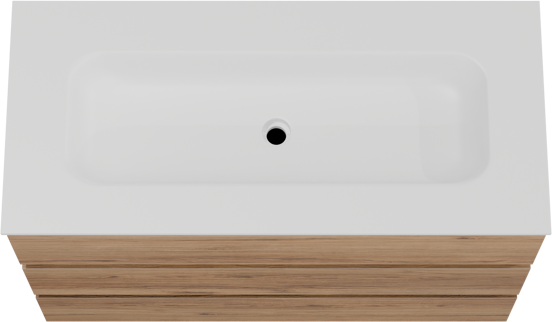Balmani Lucida meuble salle de bains à poser 120 x 55 cm teck avec Tablo Arcato lavabo simple pour 2 trous de robinet en solid surface blanc mat