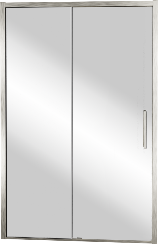Balmani Senses Design Dusche Schiebetür, Links, 120 cm x 210 cm, Reflex-Spiegelglas, Profil Brushed CoolMetal