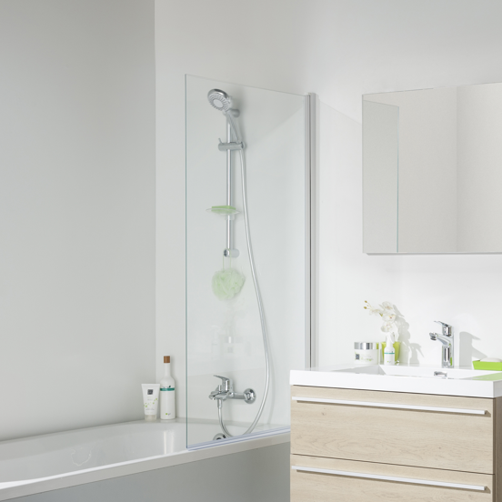 Blaufoss Solar barre de douche 70 cm avec pommeau de douche 11 cm 3 fonctions blanc et chrome brillants
