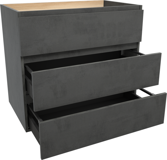 Balmani Lucida meuble sous-lavabo a poser 90 x 55 cm béton gris foncé 3 tiroirs