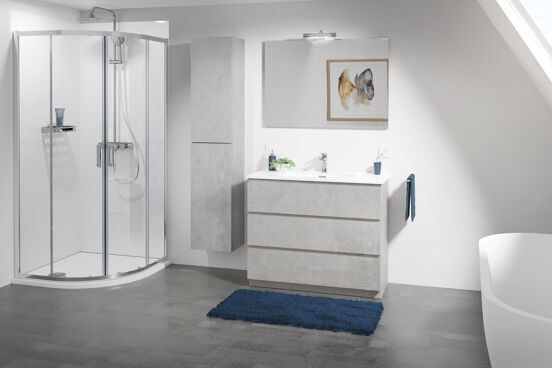 Linie Lado staande wastafelonderkast 100 x 46 cm beton donkergrijs 3 lades