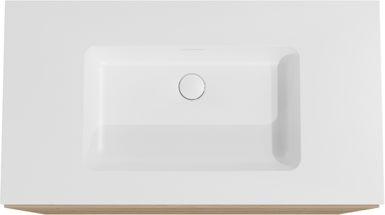 Storke Edge meuble salle de bains à poser 95 x 52 cm chêne brut avec Mata plan simple en solid surface blanc mat