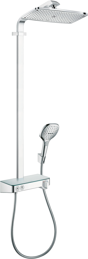 Hansgrohe Raindance Select E 360 thermostatische tablet regendoucheset glanzend chroom en wit