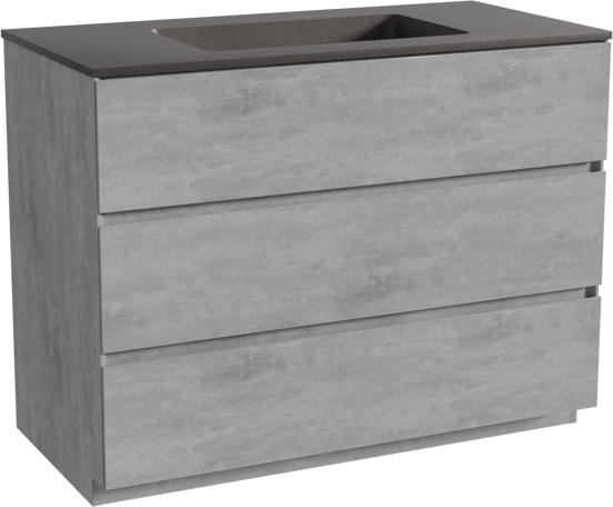 Storke Edge meuble salle de bains à poser 105 x 52 cm béton gris foncé avec Scuro plan simple en quartz noir mat