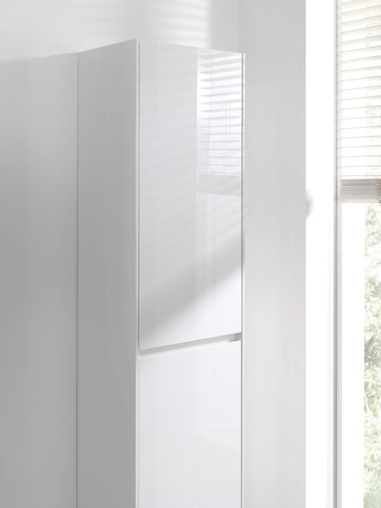 Storke Edge Badhochschrank: Hängend, Weiß glänzend, 40 x 30 x 170 cm