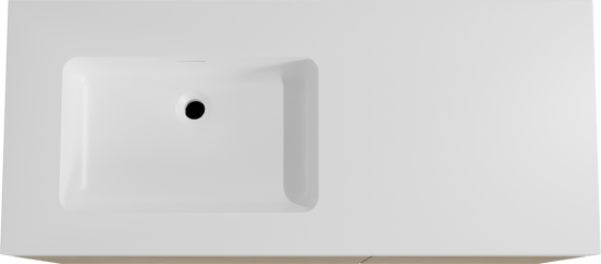 Storke Edge zwevend badmeubel 120 x 52 cm ruw eiken met Mata High asymmetrisch linkse wastafel in solid surface mat wit