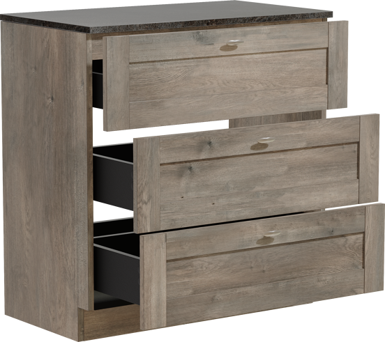 Linie Classo meuble salle de bains à poser 80 x 46 cm chêne gris avec Lado tablette simple en mélaminé ardoise gris