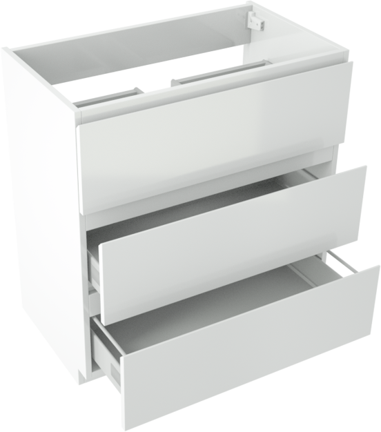 Storke Delta meuble sous-lavabo a poser 80 x 48 cm blanc brillant 3 tiroirs
