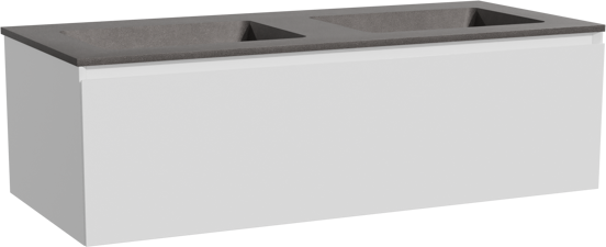 Storke Edge meuble salle de bains suspendu 120 x 52 cm blanc mat avec Scuro double vasque en quartz noir mat