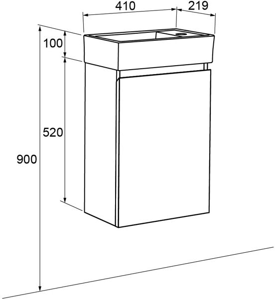 Linie Lado zwevend toiletmeubel 40 x 22 cm hoogglans wit met Baro wastafel in glanzend witte keramiek