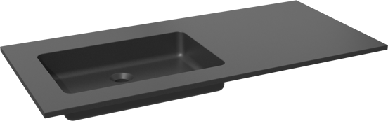 Storke Scuro plan vasque asymétrique à gauche quartz mat 110 x 52 cm combinaison armoire 45 cm