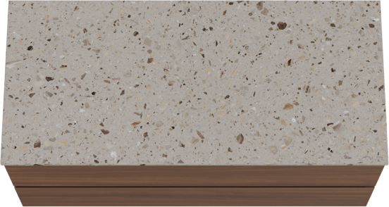 Balmani Lucida meuble salle de bains suspendu 120 x 55 cm noyer américain avec Stretto tablette simple ou double en terrazzo greige terrazzo