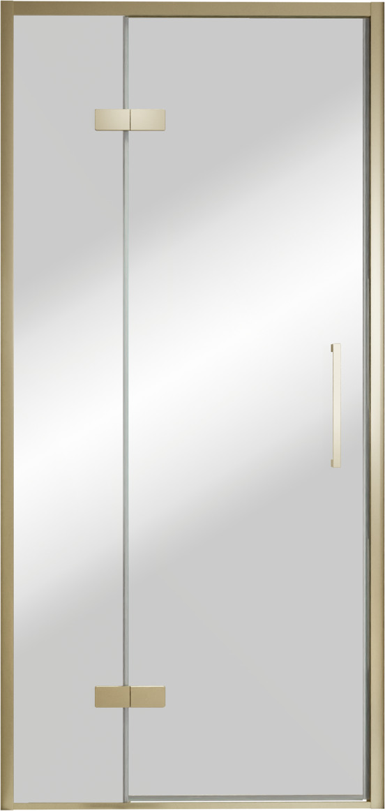 Balmani Senses Design douche draaideur links 100 cm x 210 cm Reflex spiegelglas, Brushed Champagne Gold profielen, met coating