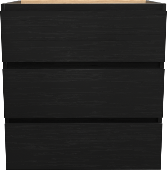 Balmani Lucida stehender Waschbeckenunterschrank: 75 x 55 cm, Eiche Schwarz, 3 Schubladen