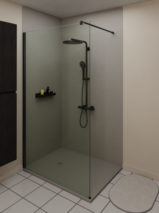 Luca Varess Zelda revêtement mural de douche 120 x 240 cm composite Soie grise mat structure rock