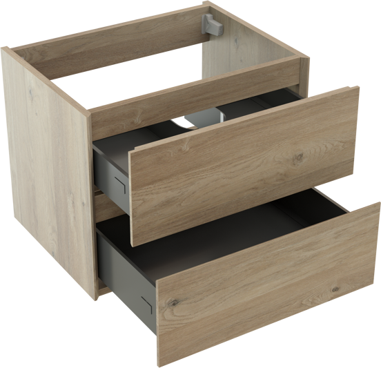 Storke Edge meuble sous-vasque suspendu 60 x 46 cm chêne brut 2 tiroirs