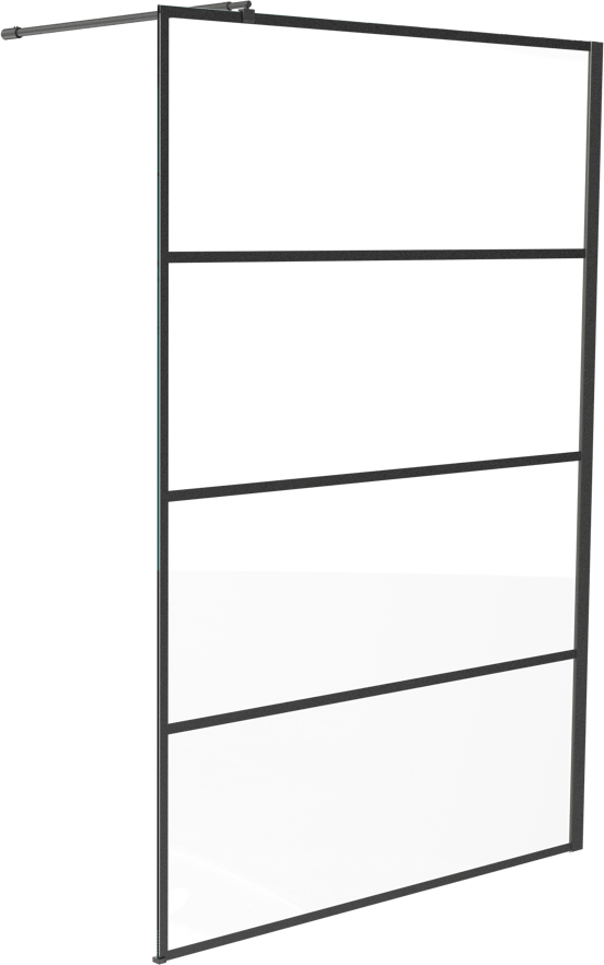 Linie Walk-In Walk-In Dusche: 140 x 200 cm, Stripes Glas, Schwarzes Profil, matt