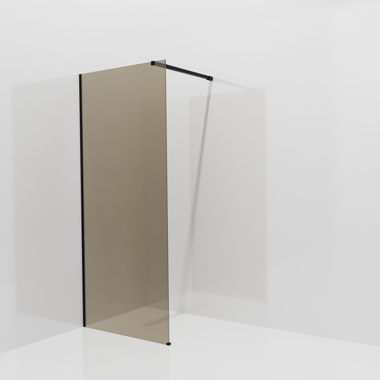 Balmani Modular douche à l'italienne: 90 x 200 cm, Verre bronze, avec coating, Profil Noir mat