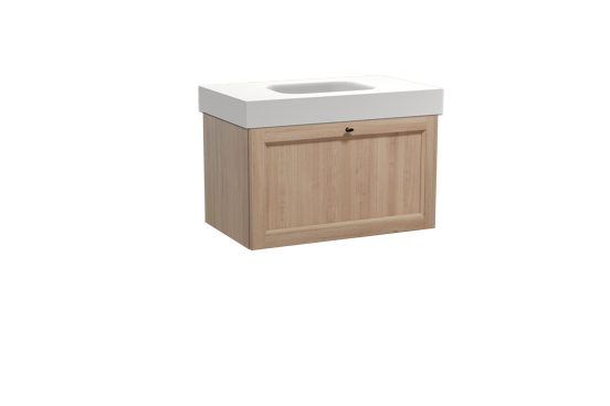 Balmani Lemon meuble salle de bains suspendu 90 x 55 cm chêne vieilli avec Arcato plan simple en solid surface blanc mat