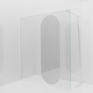 Balmani Modular inloopdouche: 180 x 200 cm, Reflex ovaal spiegelglas, Mat witte profielen