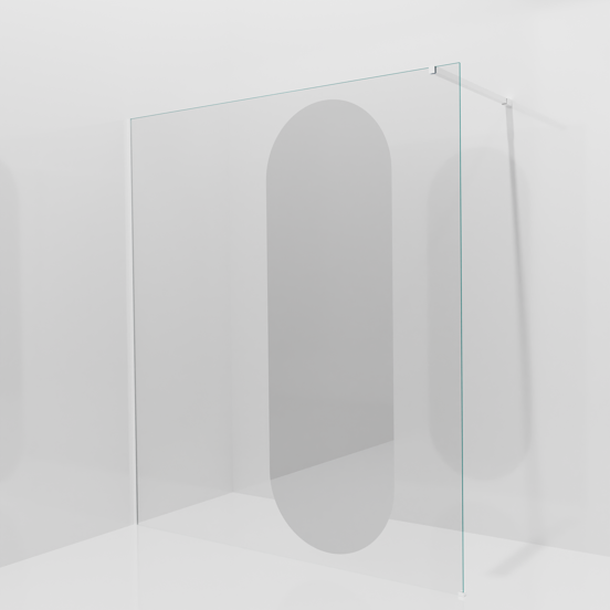 Balmani Modular inloopdouche: 180 x 200 cm, Reflex ovaal spiegelglas, Mat witte profielen