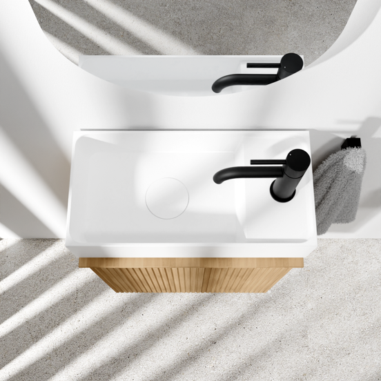 Balmani Forma zwevend toiletmeubel 42 x 21 cm natuur eik met Dama wastafel in matte Solid Surface