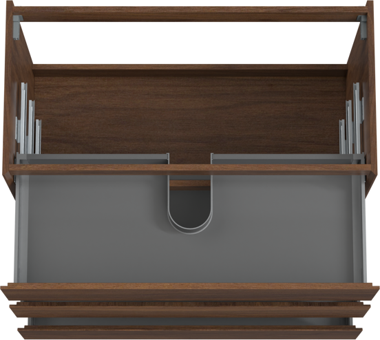 Storke Edge stehender Waschbeckenunterschrank: 105 x 52 cm, Nussbaum, 3 Schubladen