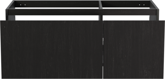 Balmani Fila hängender Waschbeckenunterschrank: 120 x 55 cm, asymmetrisch links, Eiche Schwarz, Furnierholz, 4 Schubladen