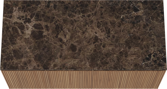 Balmani Eclips meuble salle de bains suspendu 120 x 55 cm Teck avec Stretto tablette simple ou double en Dark Emperador marbre, Nervure droite symétrique verticale