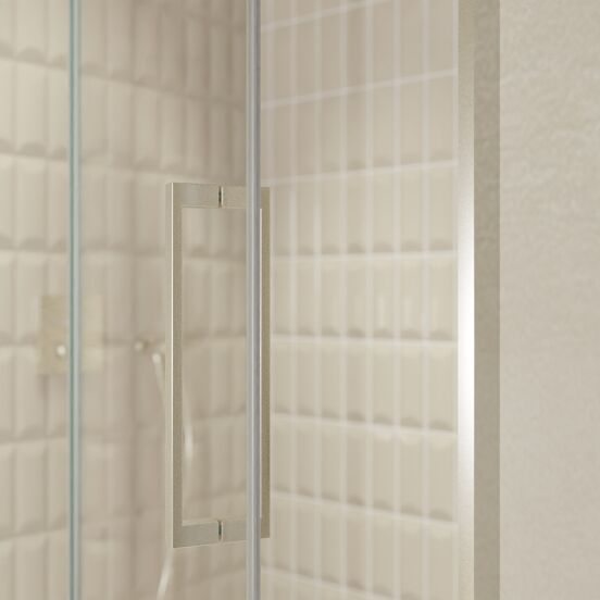 Balmani Senses Design porte pivotante à gauche 140 cm x 210 cm verre transparent, Profil Brushed CoolMetal, coating inclus