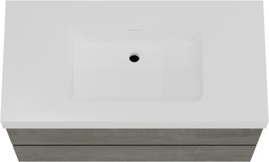 Storke Edge zwevend badmeubel 105 x 52 cm beton donkergrijs met Mata High enkele wastafel in solid surface mat wit