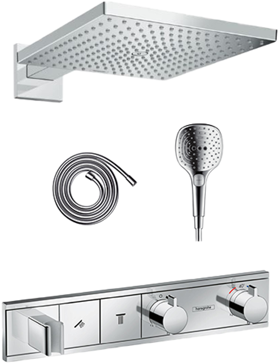 Hansgrohe Rainselect thermostatische inbouw regendoucheset met vierkante regendouchekop 30 cm glanzend chroom